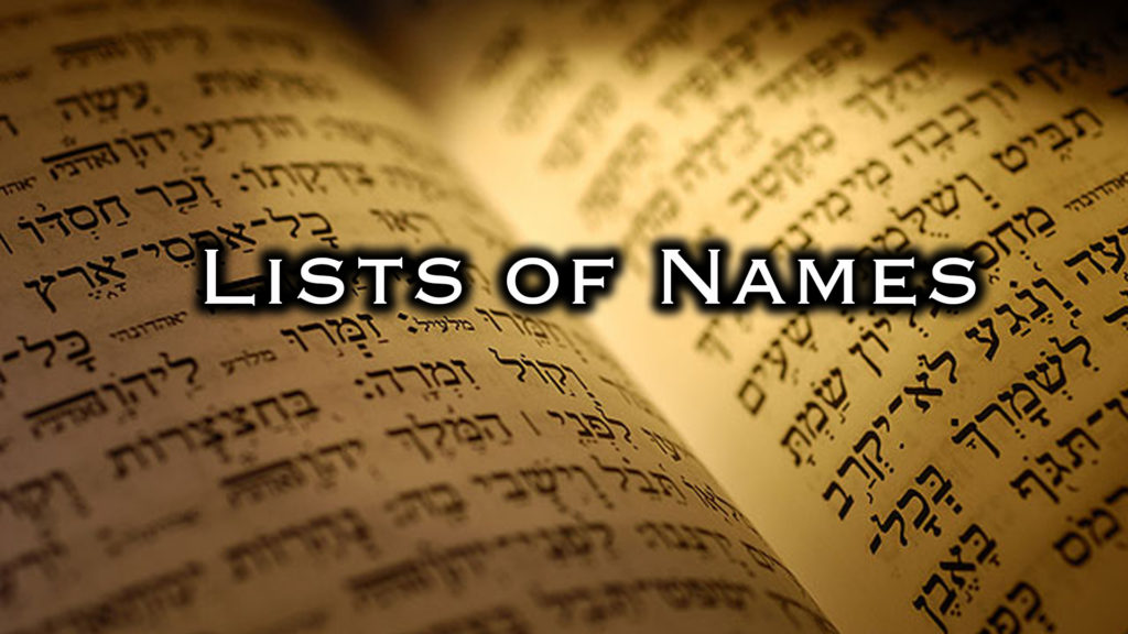 Lists of Names | Pastor Anderson